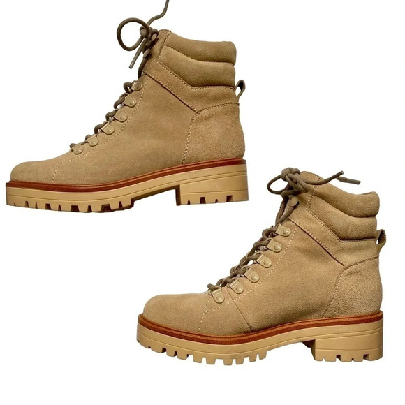 NEW Marc Fisher Mallie Faux Fur Lace Up Hiker Bootie 6 - Picture 1 of 10